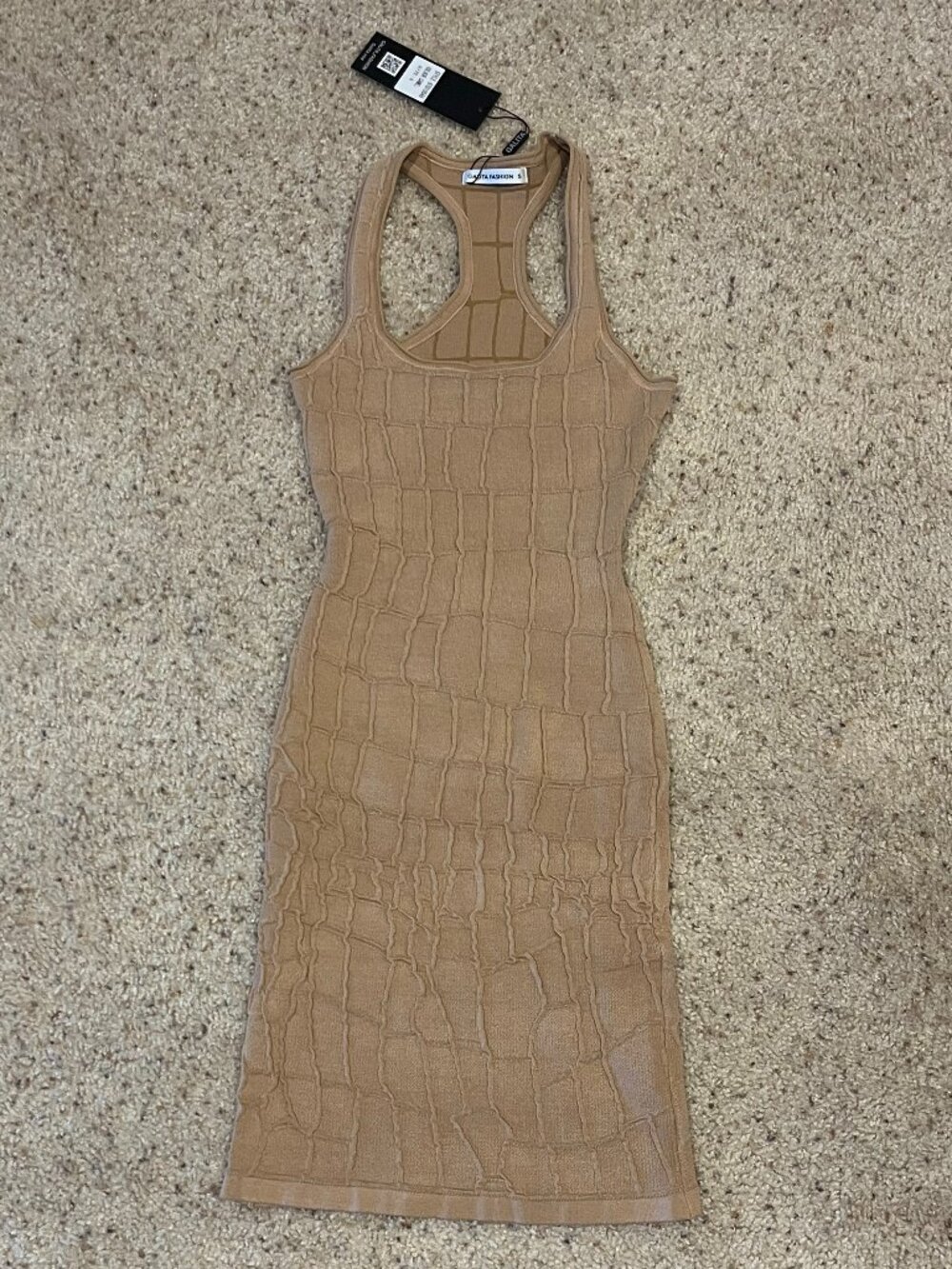 NWT Galita Fashion Racerback Bodycon Camel Color Dress Size S